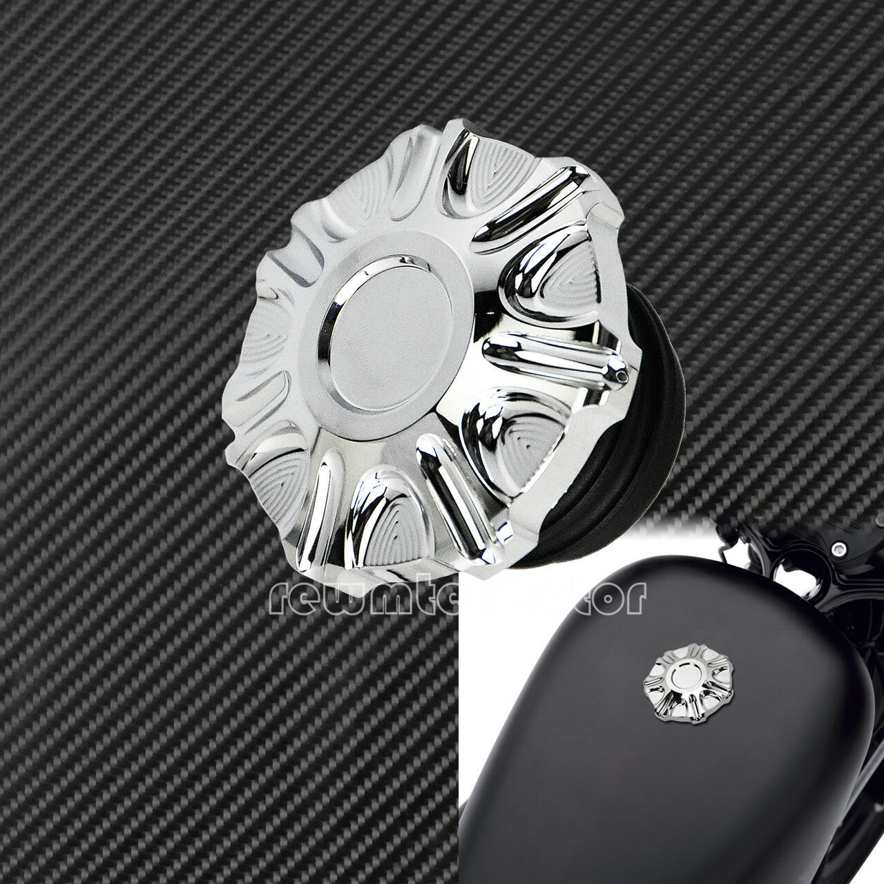 Chrome Billet Vented Gas Cap Fuel Tank Right-hand Thread Fit for Harley FXDF XL