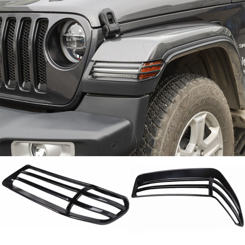 for Jeep for Wrangler JL JLU JT 2018-2024 Black Front Wheel Eyebrow Lamp Cover Trim