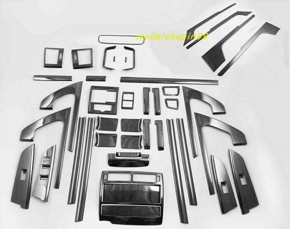 Black Interior Full Set Decor Trim Accessories for Toyota for Land Cruiser 2016-2021