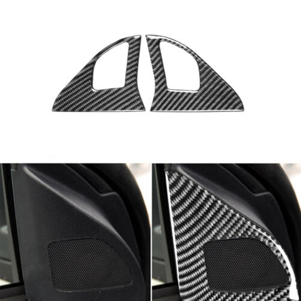 2Pcs Carbon Fiber Loudspeaker Cover Trim for Mitsubishi Lancer 2008-2015 Type A