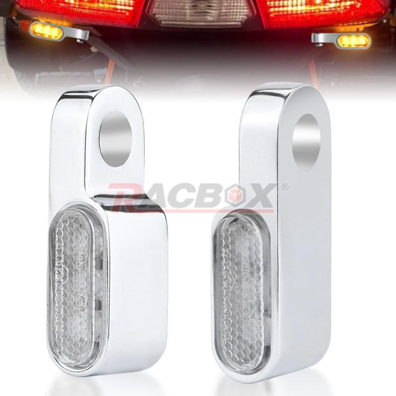 2X for Mini LED Motorcycle Turn Signals Indicator Amber Blinker Light Chrome Lamp