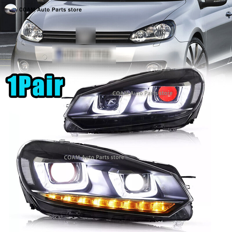 LED projector headlights for 2010-2014 for Volkswagen for Golf MK6 with Devil Eye headlights.