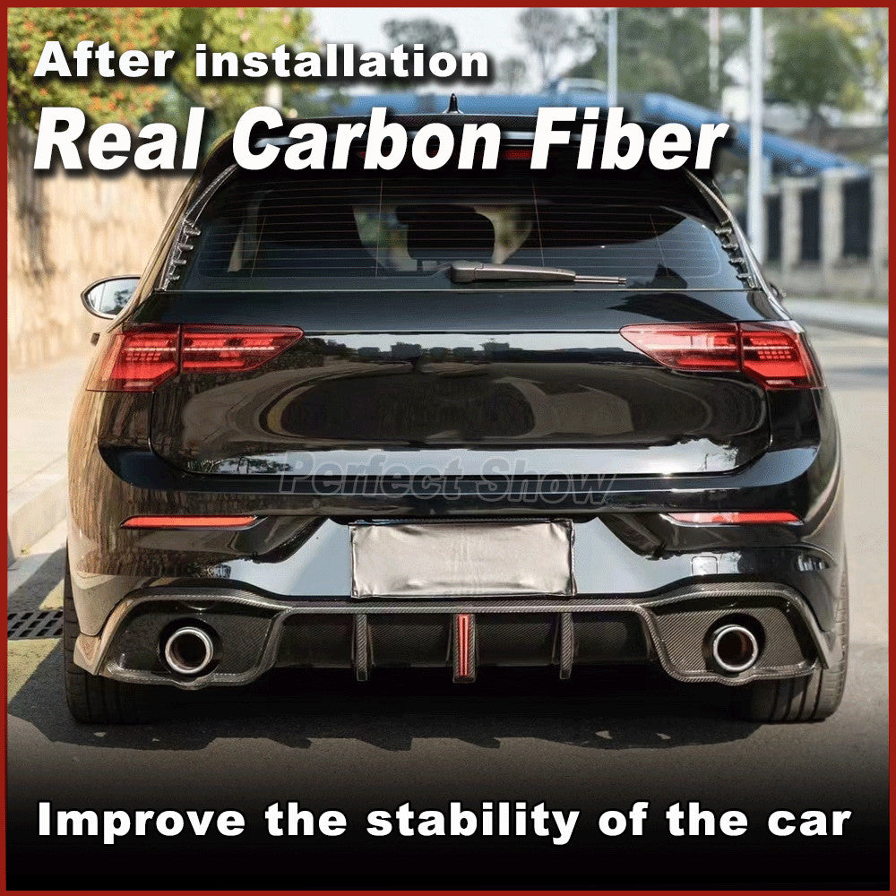 Fit for Volkswagen for VW MK8 for Golf 8 GTI 2020+ REAL CARBON Rear Bumper Diffuser Lip