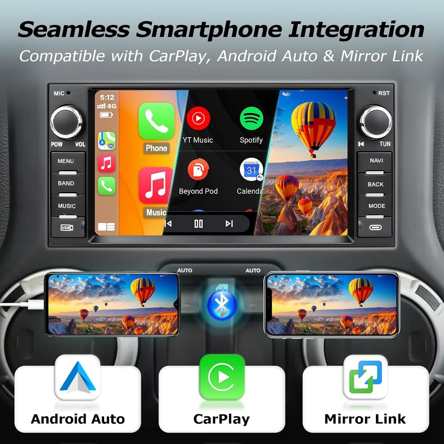 for Jeep for Wrangler JK 2007-2018 GPS BT Radio Android CarPlay Car Stereo w/ Camera