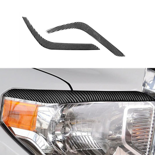 2X Carbon Fiber Headlight Eyelids Eyebrow Cover Trim for Toyota Tundra 2014-2018