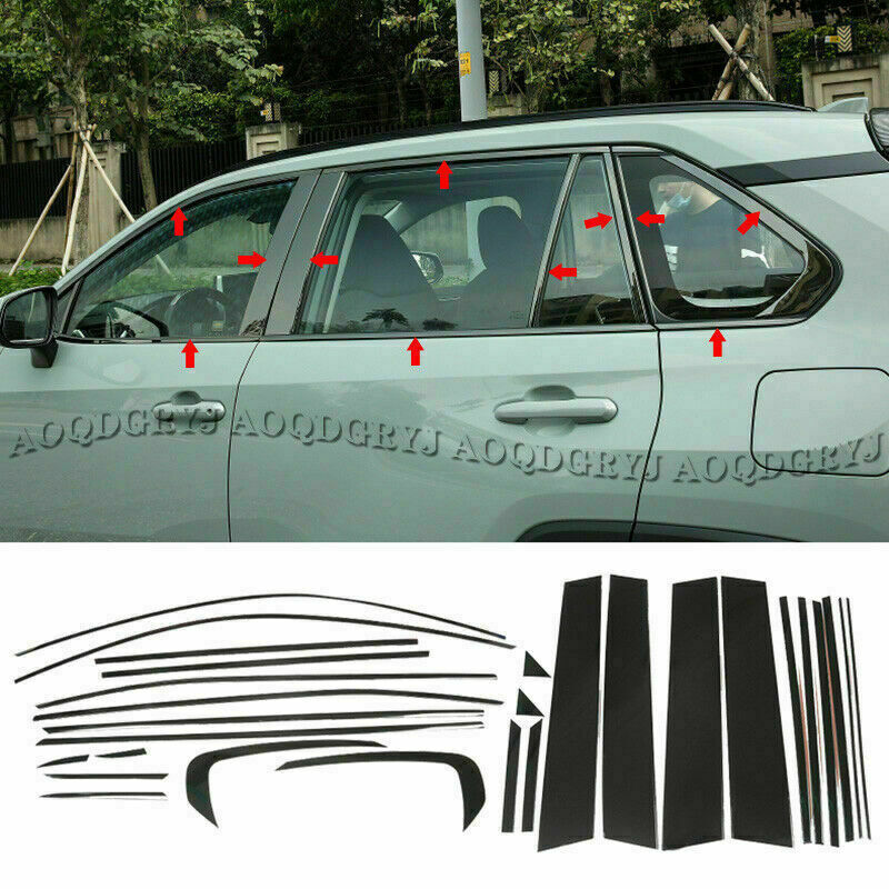 28for Toyota RAV4 2019-2023 Window Side Frame Glossy Black Molding Cover Trims