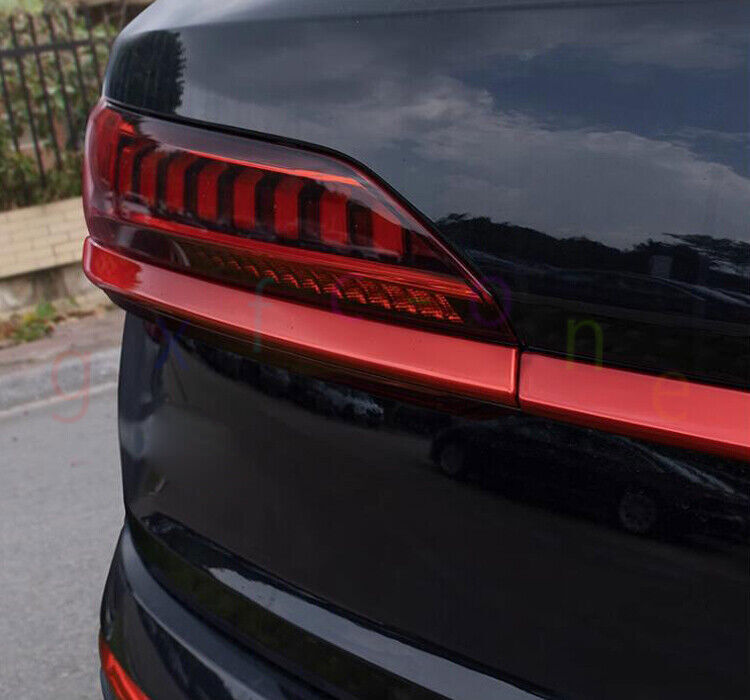 Red Painted Rear Door+Tail Lights Strip Trim Stainless 3P for Audi Q7 2020-2024