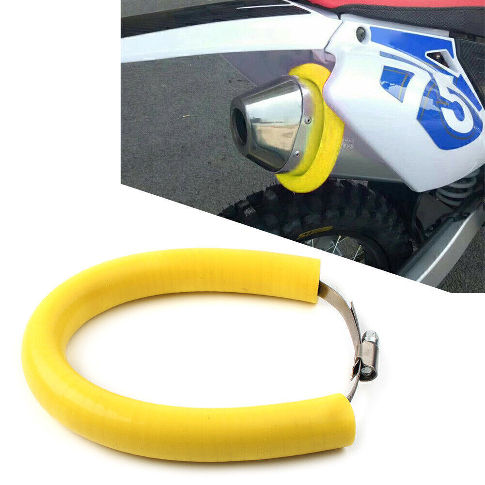 Exhaust Pipe Heat Shield Crash Protector Cover Guard Universal Yellow Motorcycle