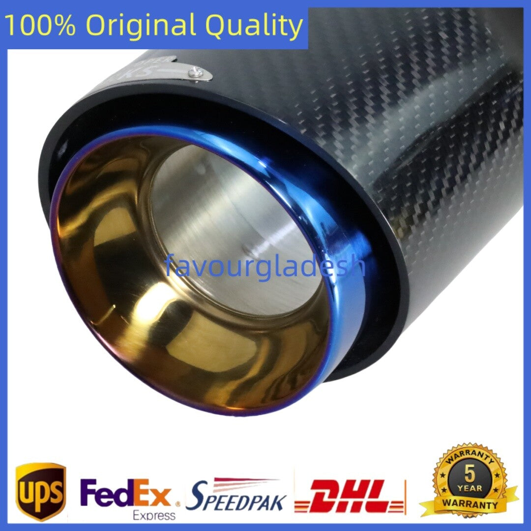 Blue Carbon Fiber Steel Exhaust Pipe Tail Muffler Tip For Cooper F54 F55 F56