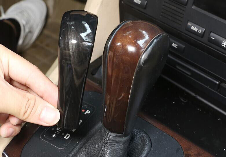 for BMW 5 Series 2004-07 ABS Black Wood Grain Gear Shift Knob Shifter Lever Trim