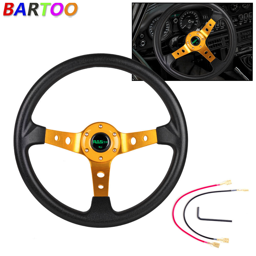 Gold Aluminumm14 Drifting Racing Steering Wheel with Horn Button Racing