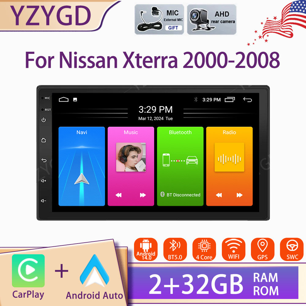 for Nissan Xterra 2000-2008 Carplay Android 14 Car Radio GPS Navi Screen 2+32GB