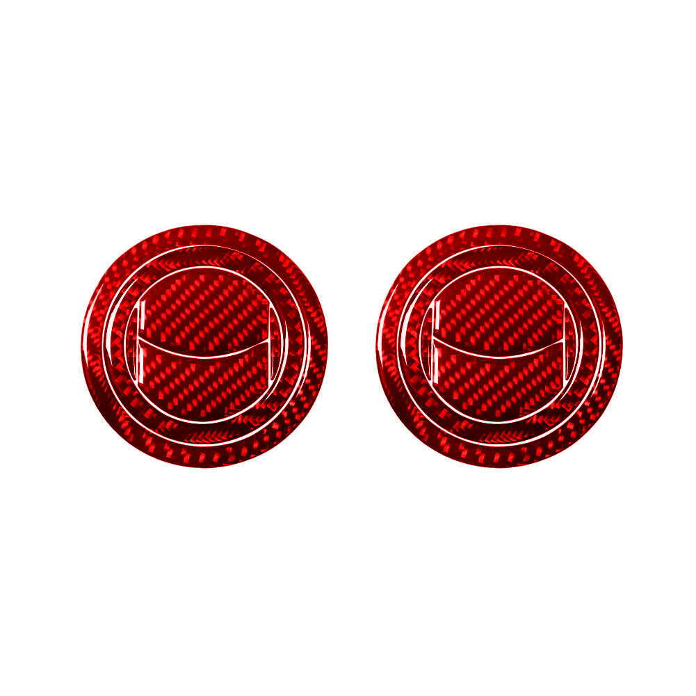 2x Red Carbon Fiber Interior Side Air Vent Cover Trim for Ford Fiesta 2011-2015