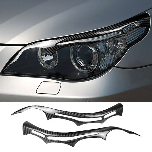 for BMW 5 Series E60 2004-2010 Real Carbon Fiber Headlight Eyelids Eyebrow Cover