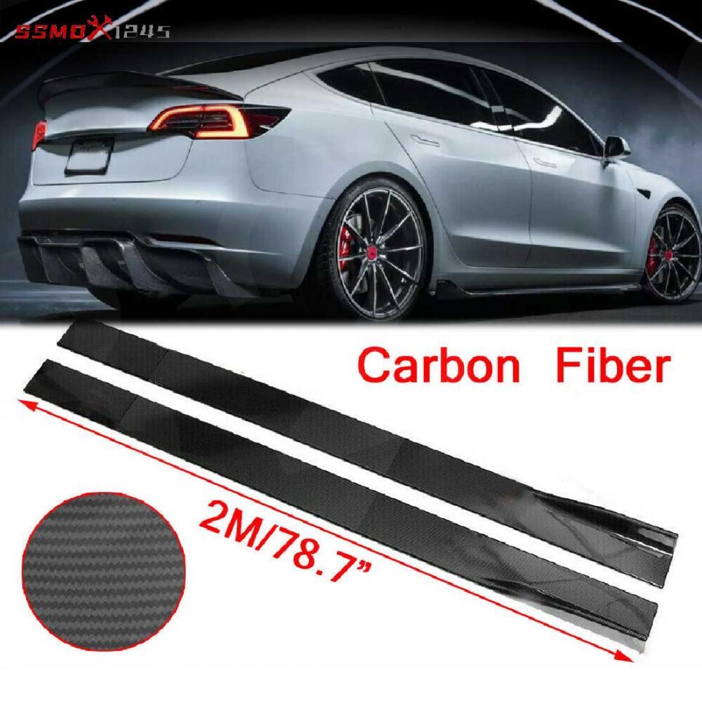 Carbon Fiber 78.7'' Car Side Skirt Rocker Panel Lip for Tesla Model 3 for Model Y S