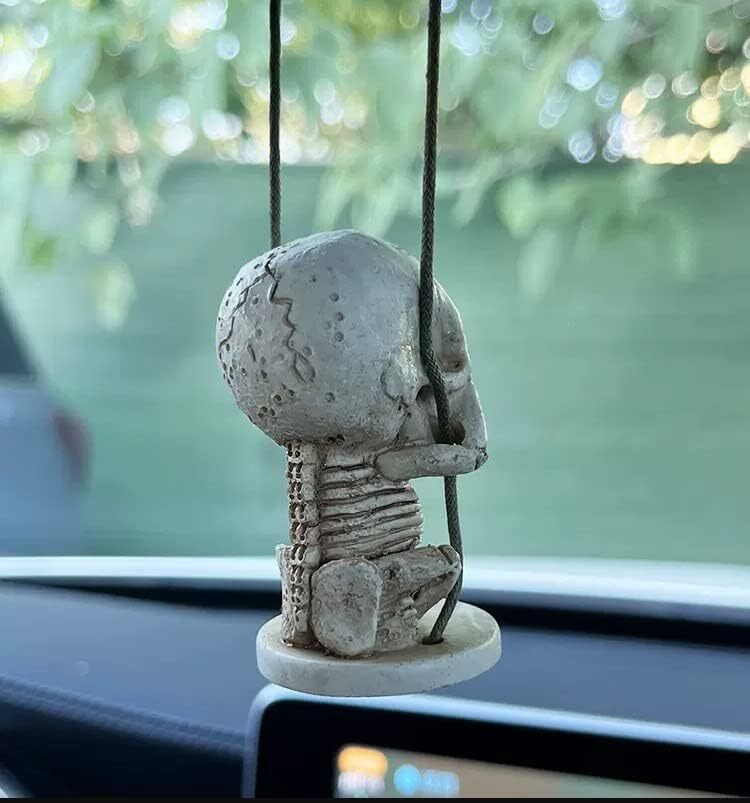 Halloween Sugar Gothic Skull Car Mirror Hanging Rearview Accessory Decoration C