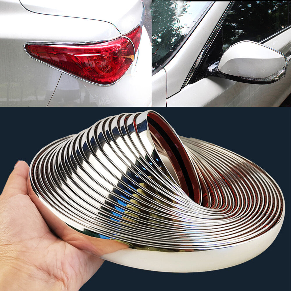 Chrome Moulding Trim Strip For Grille Window Door Bumper SUVs Exterior 3M 6MM