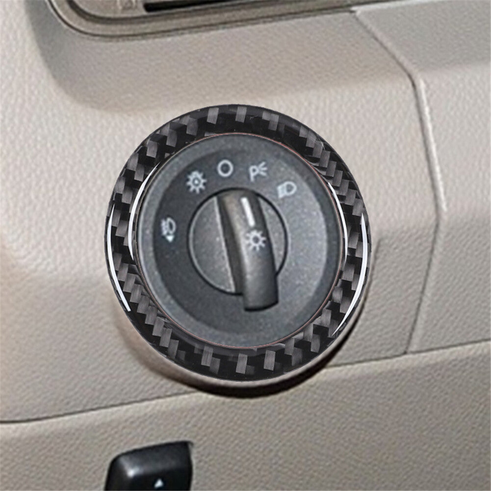 Carbon Fiber Interior Headlight Button Ring Trim for Lincoln for Navigator 2007-2014