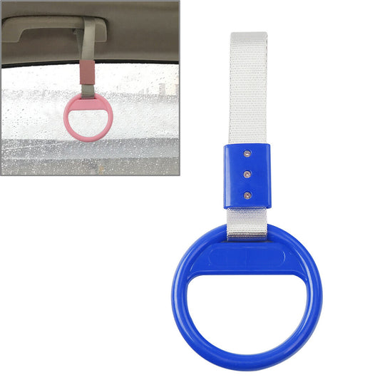 Car Round Ring Train Bus Handle Hand Strap Drift Charm Tools Silver+blue