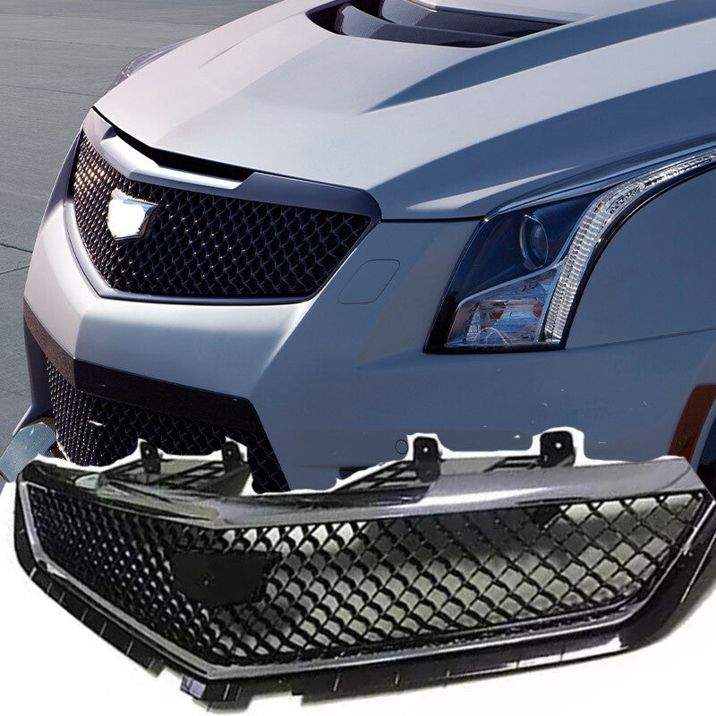 Front Upper Bumper Mesh Grill Grille for Cadillac ATS-V 2013-2019 Paint Black