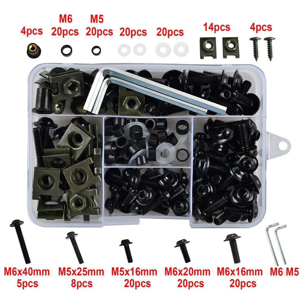 Black Complete Fairing Bolt Screws Kit Fit for Kawasaki ZX9R ZX6R 7R ZX12R