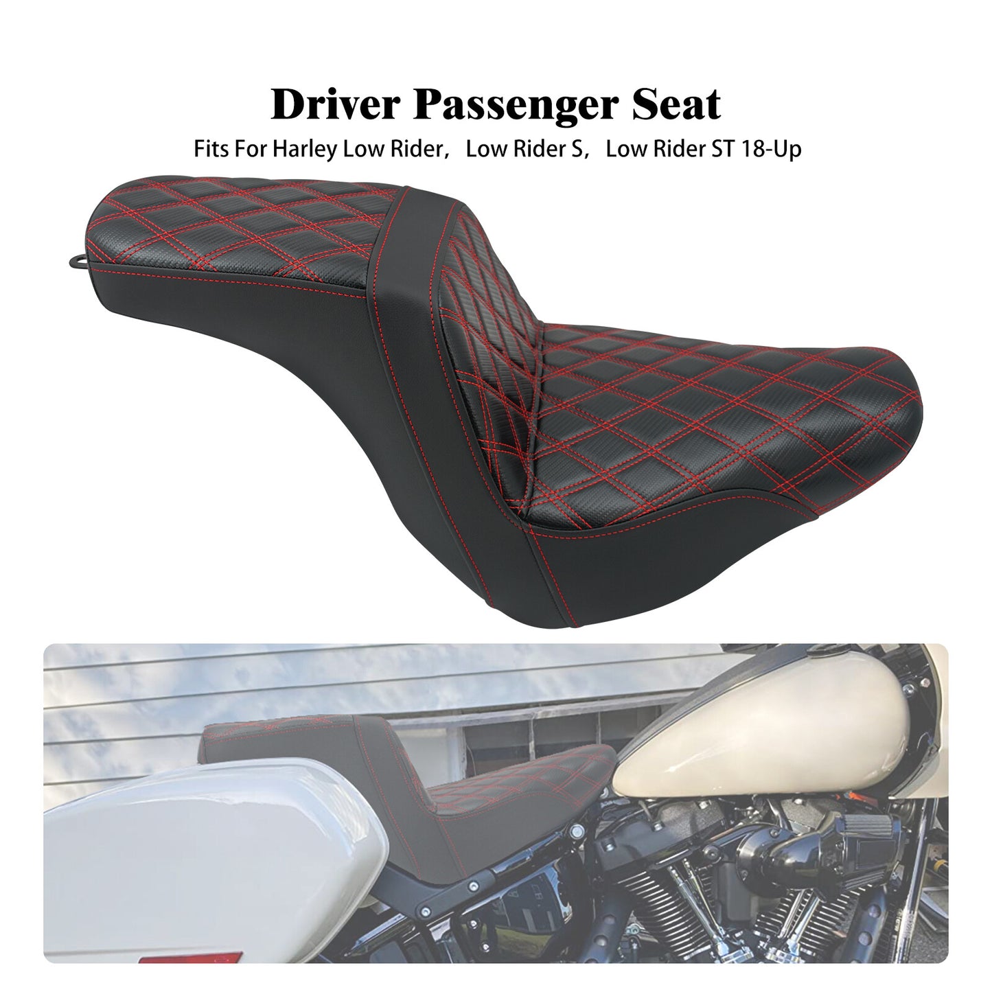 Driver Passenger Gel for Seat Red Line for Harley Low Rider FXLRS FXLRST 2018-2024