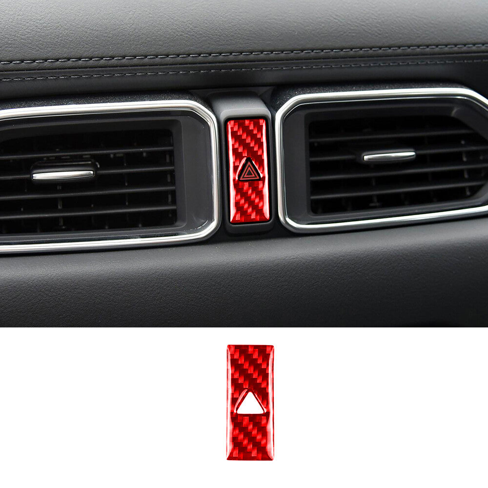Red Carbon Fiber Warning Light Lamp Decorative Trim Fit for Mazda CX-5 2017-2021