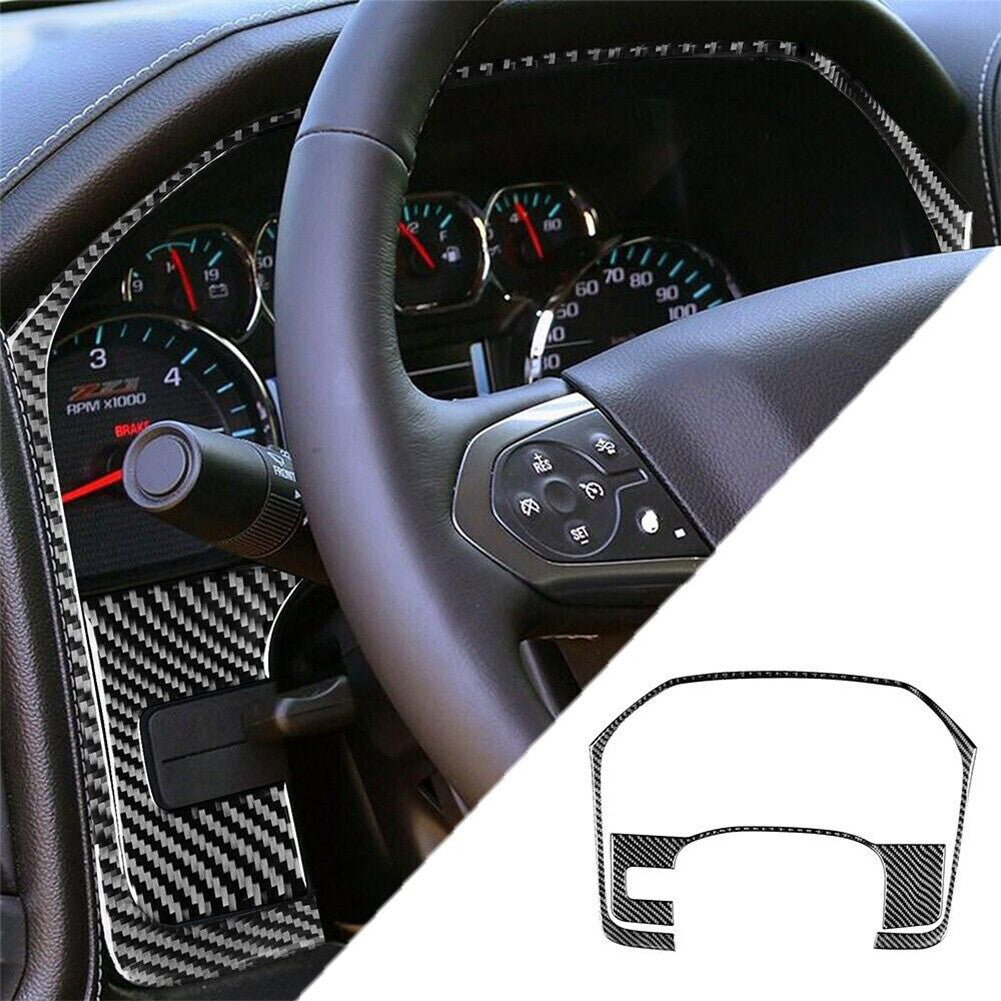 2Pcs Carbon Fiber Speedometer Surround Trim For Silverado for GMC for SIERRA 2014-2018