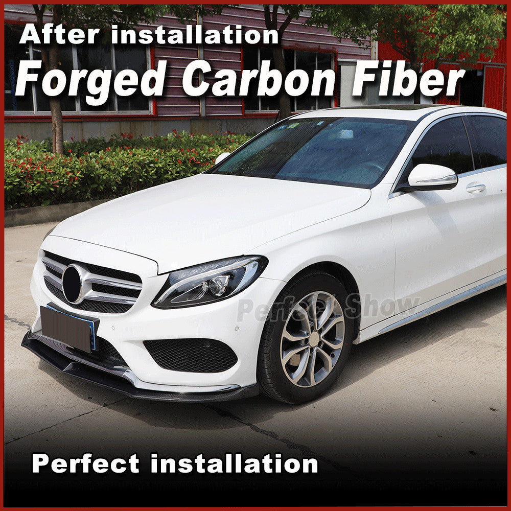 for Mercedes W205 C205 A205 C300 Sport Forged Carbon Front Bumper Lip Spoiler