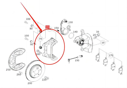 Brake caliper brackets are compatible with for Mercedes-Benz E-Class C238 (2017-2022).