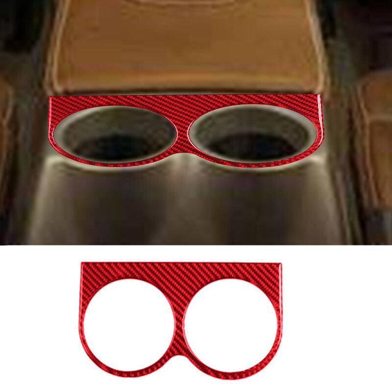 Red Carbon Fiber Rear Watercup Cupholder Panel Trim Cover for Ford F150 2004-08