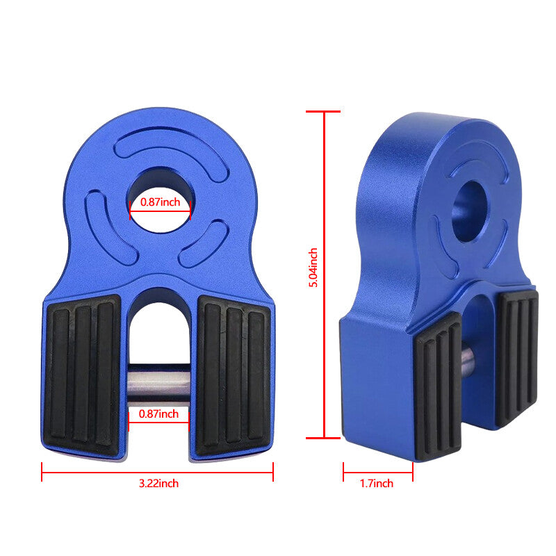 Winch Shackle Flat Mount Hook Assembly ATV UTV SUV Pickup Trucks Aluminum Blue