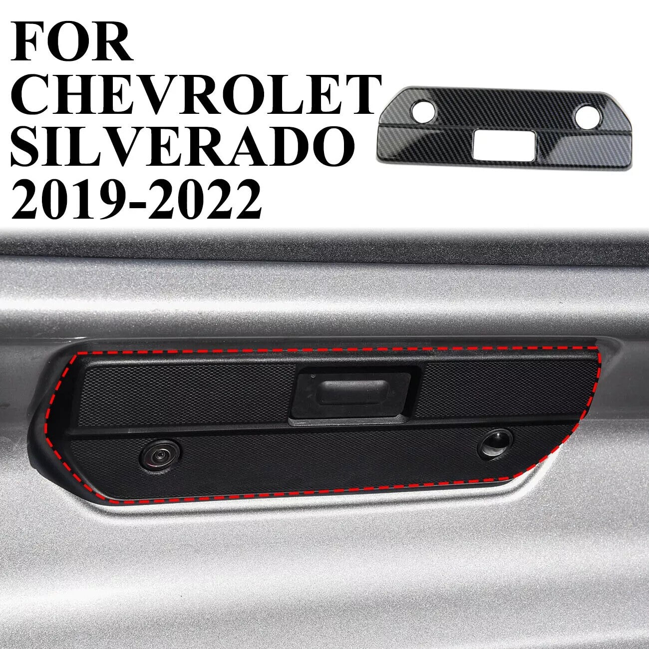 for Chevrolet Silverado 1x Carbon Fiber Car Rear Trunk Door Handle Cover Trim