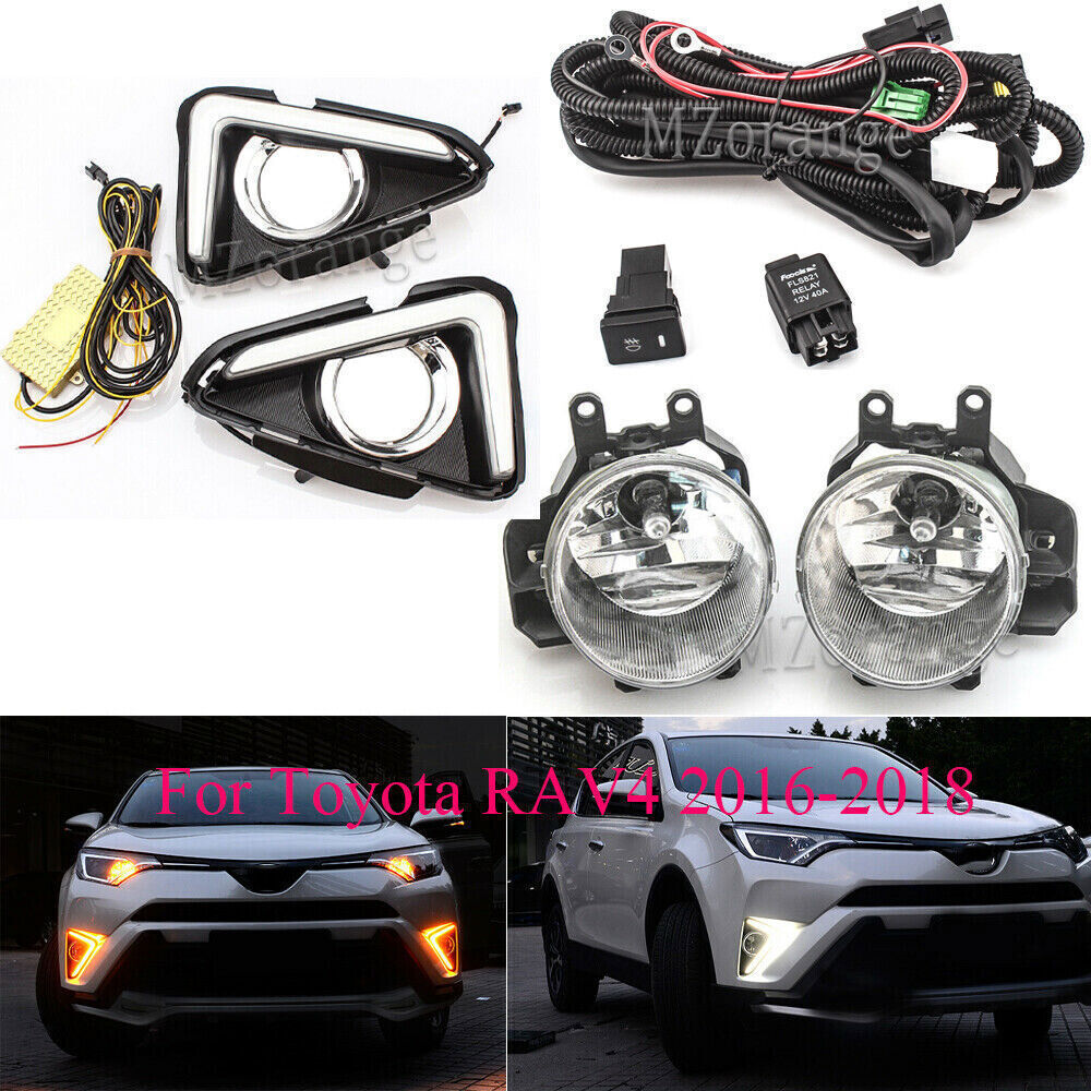 for Toyota RAV4 2016-18 LED Front Daytime Running Fog Lights W/Wiring Switch DRL