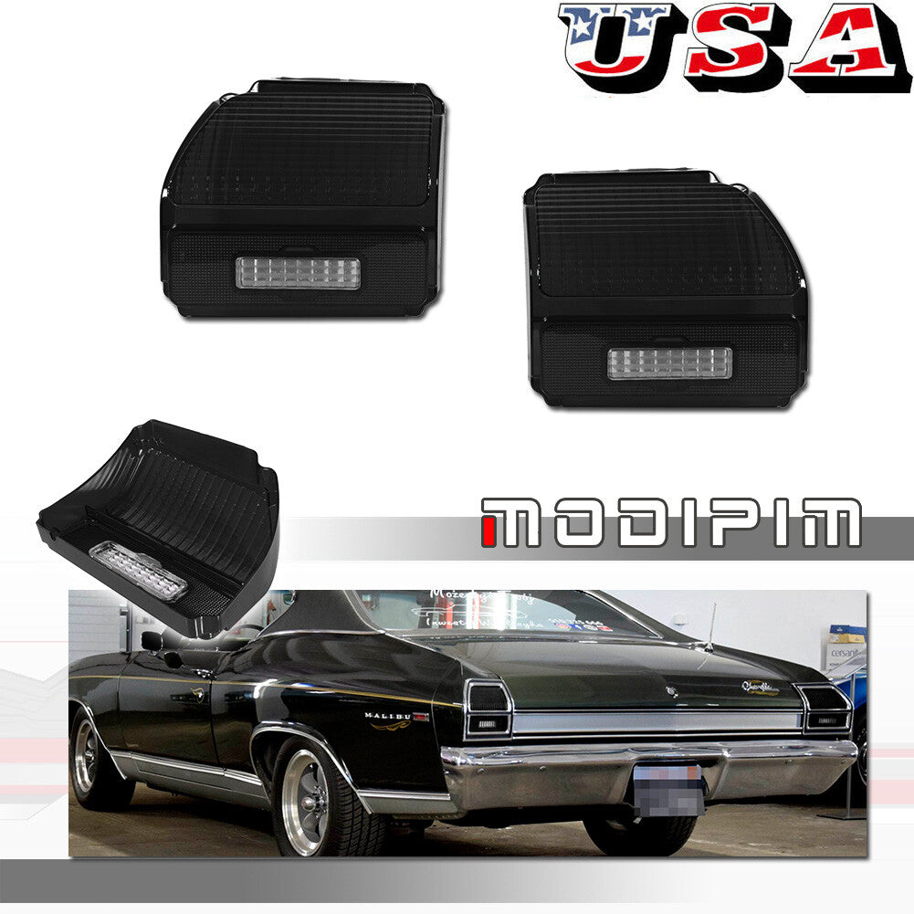 2-Piece Smoked Rear Taillight Housing Kit for Chevrolet Chevelle Malibu 1969
