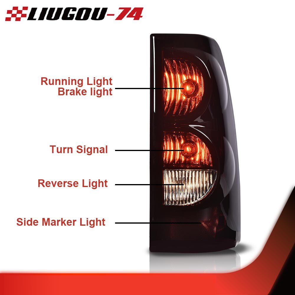 Suitable for 03-06 for Chevrolet Silverado taillights, smoke lights, brake lights (left + right), with wiring.