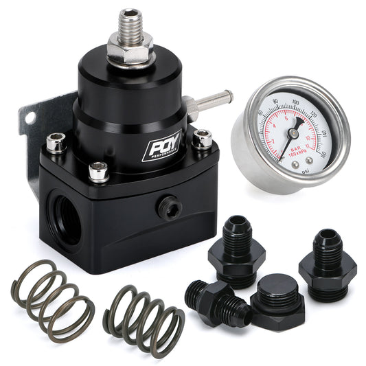 Adjustable Fuel Pressure Regulator Gauge Kit W/ 6AN Adapter Fitting 3-70 PSI