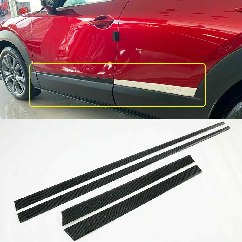 Carbon Fiber Door Body Molding Side Panels Guard Decor for Mazda CX-30 2020-2024