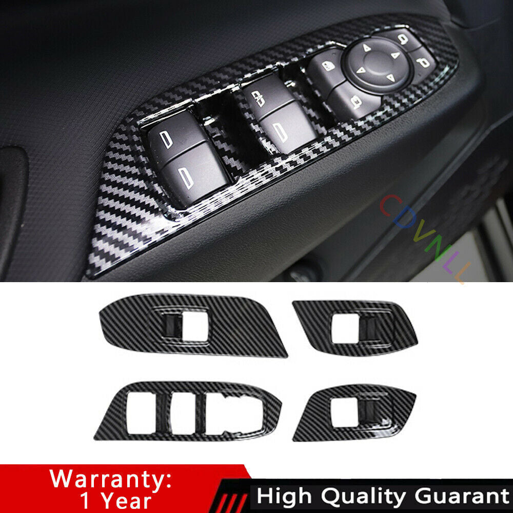 for Chevrolet Equinox 2018-2021 Carbon Fiber Window Lift Switch Panel Trim Cover