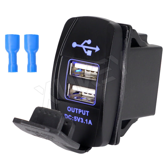 Car Charger Socket 3.1A 12~24V Dual USB Port Mobile Phone Adapter Vehicle With Holder
