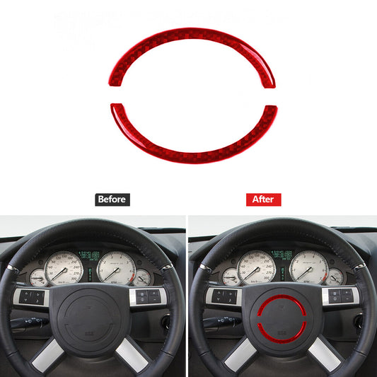 Red Carbon Fiber Steering Wheel Decorative Cover Trim for Chrysler 300 2005-2007