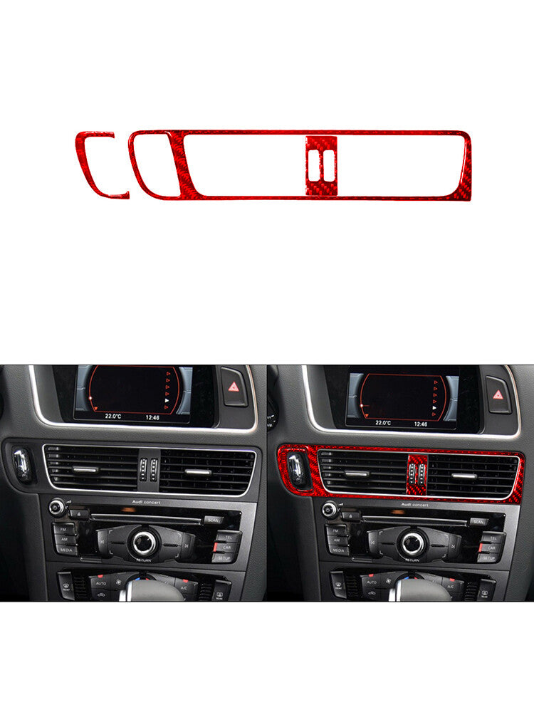 Red 3X Carbon Fiber Air Vent Air Conditioning Trim for Audi Q5 2009-2017