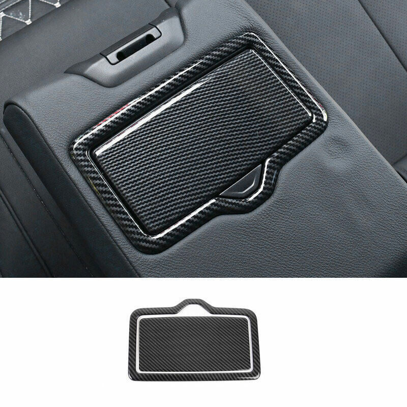 for Audi Q5 2018-2024 Carbon Fiber Look Inner Rear Water Cup Panel Cover Trim 2P