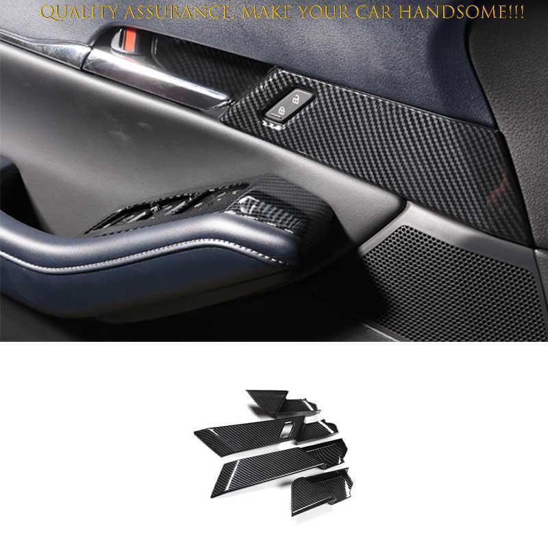 for Mazda CX-30 CX30 2020-2024 Carbon Fiber Inner Door Handle Bowl Cover Trim 4X