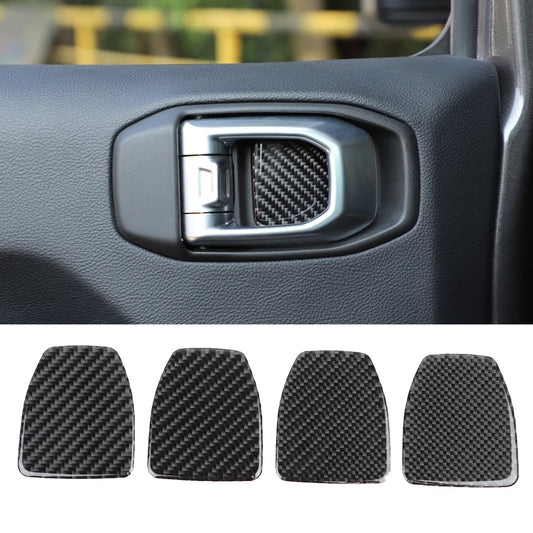 Real Carbon Fiber Inner Door Bowl Wrist Trim for Jeep for Wrangler JL 2018-2023