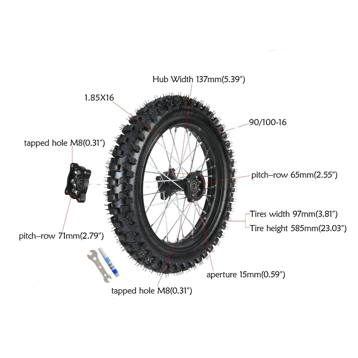 45/48 mm front fork suspension + 70/100-19/90/100-16 wheels for off-road racing (150cc/200cc).