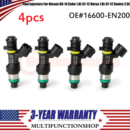 4X Fuel injectors for Nissan Cube Versa Sentra 2.0L 1.8L 1.8L 09-14 07-12 07-12