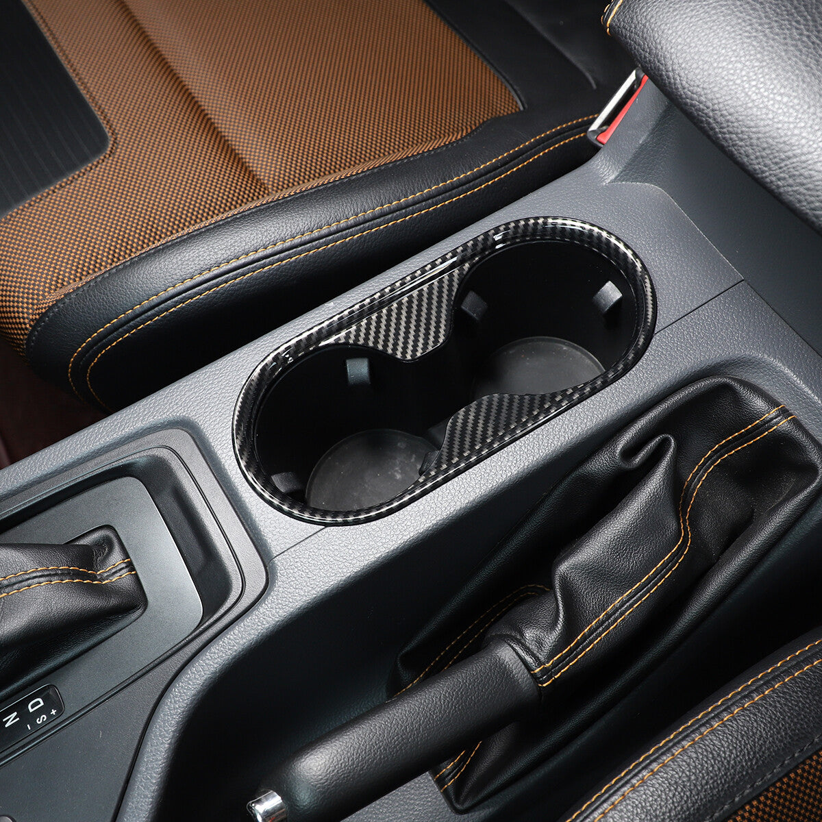 ABS carbon fiber cup holder frame cover trim for Ford Ranger T6 T7 2015-21 USA