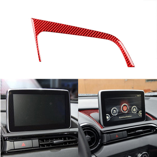 Red for Mazda MX-5 Carbon Fiber Interior Navi Displayer Base Frame Cover Trim