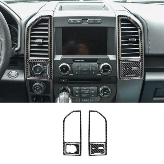 Carbon Fiber Interior Center Air Vent Panel Trim Cover for Ford F-150 2015-2017